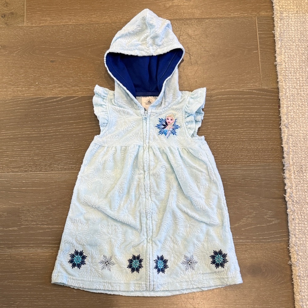 Disney Frozen Elsa Light Blue Hooded Swim Cover-up with Embroidery